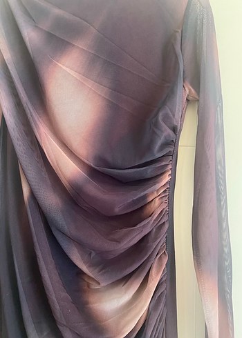 Kahverengi Drapeli Uzun Kadın Elbise - Görsel 7