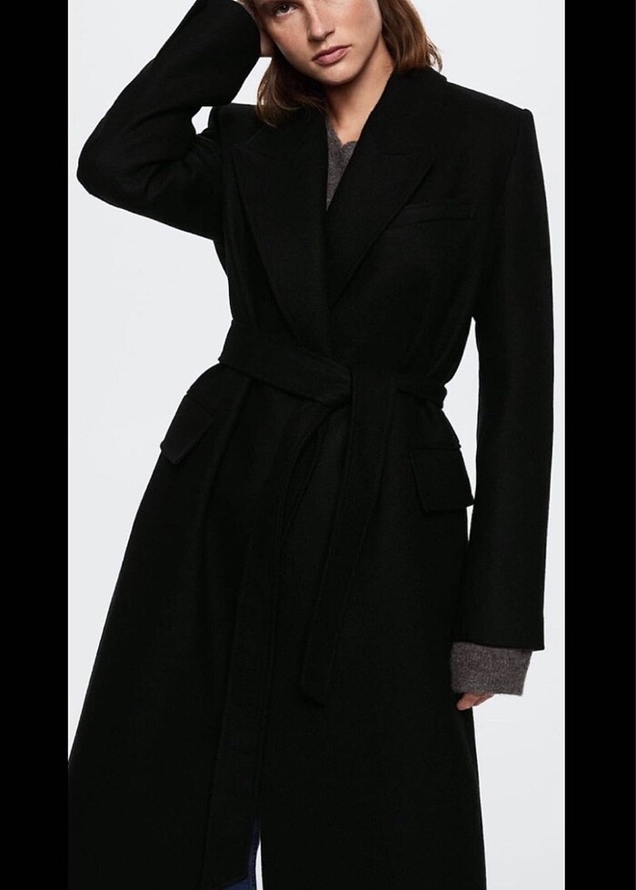 Etiketli mango yün palto - Görsel 4