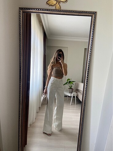 MAJE İŞLEMELİ BEYAZ JEAN