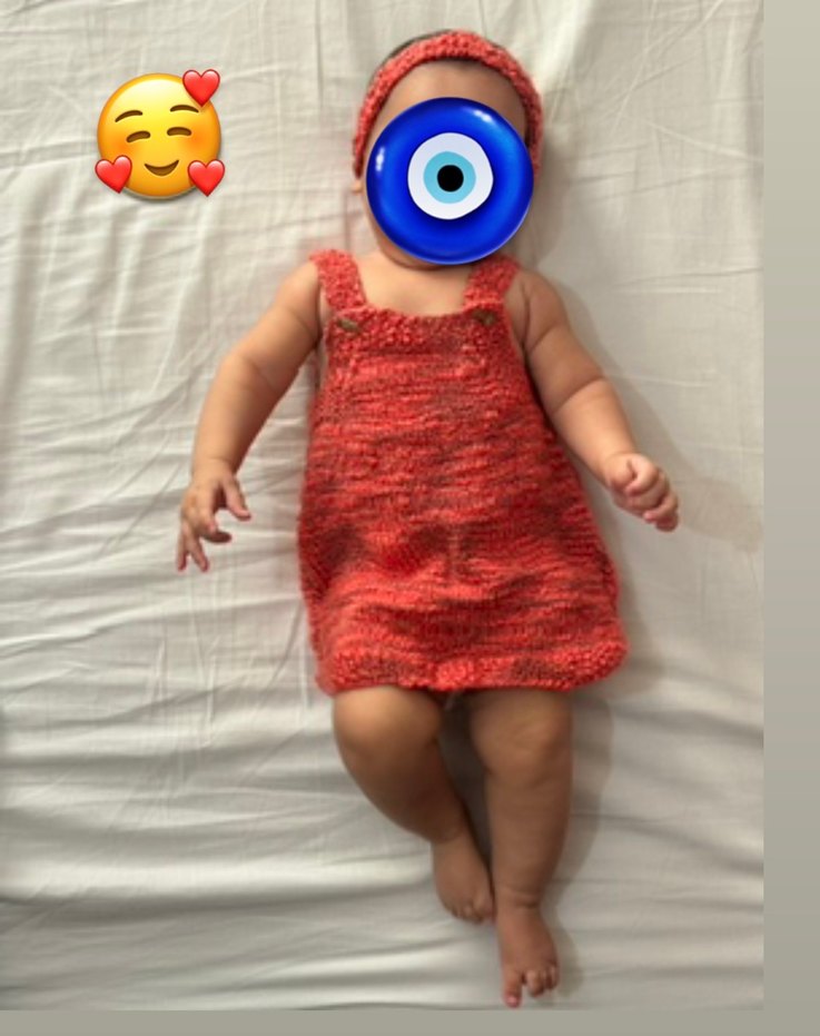 Kırmızı Örgü Bebek Kız Elbise Takımı - Görsel 2