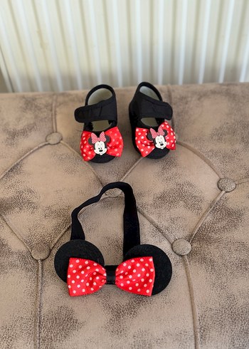 Kız Çocuk Minnie Mouse Bantlı ayakkabı ve Saç Bandı - Görsel 2
