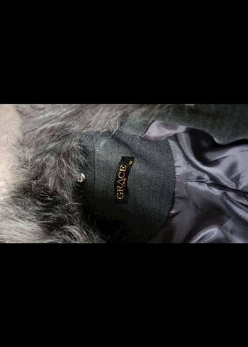 Kürklü Yaka Detaylı Koyu Gri Kaban - Görsel 6