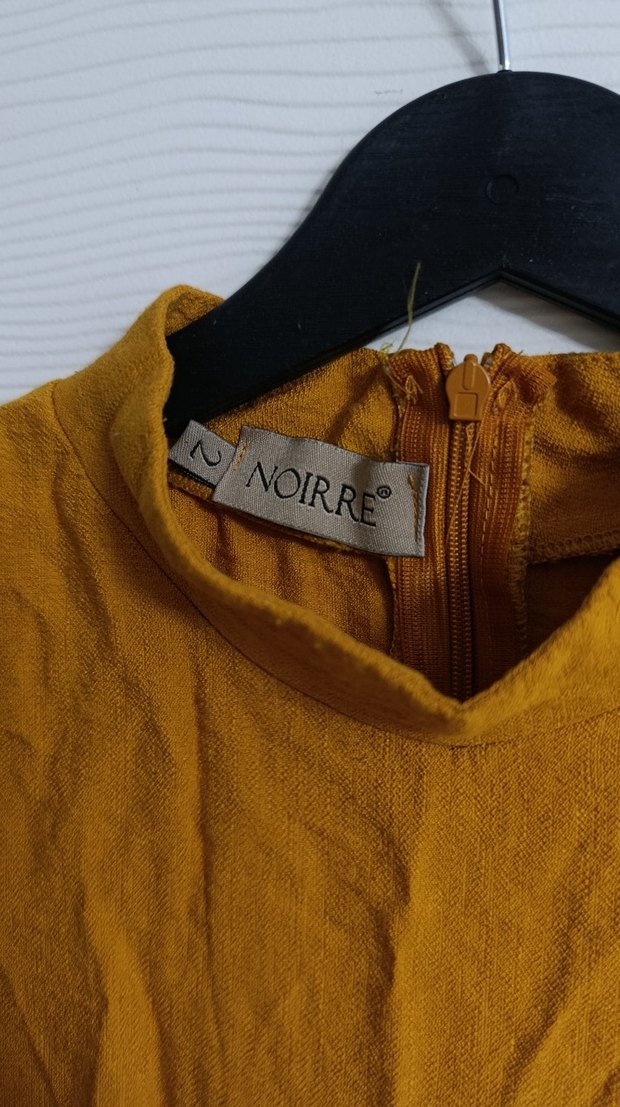 Sarı Uzun Kollu Bohem Kadın elbise - Görsel 3