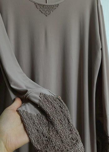 pudra Uzun Kollu yelekli elbise - Görsel 3