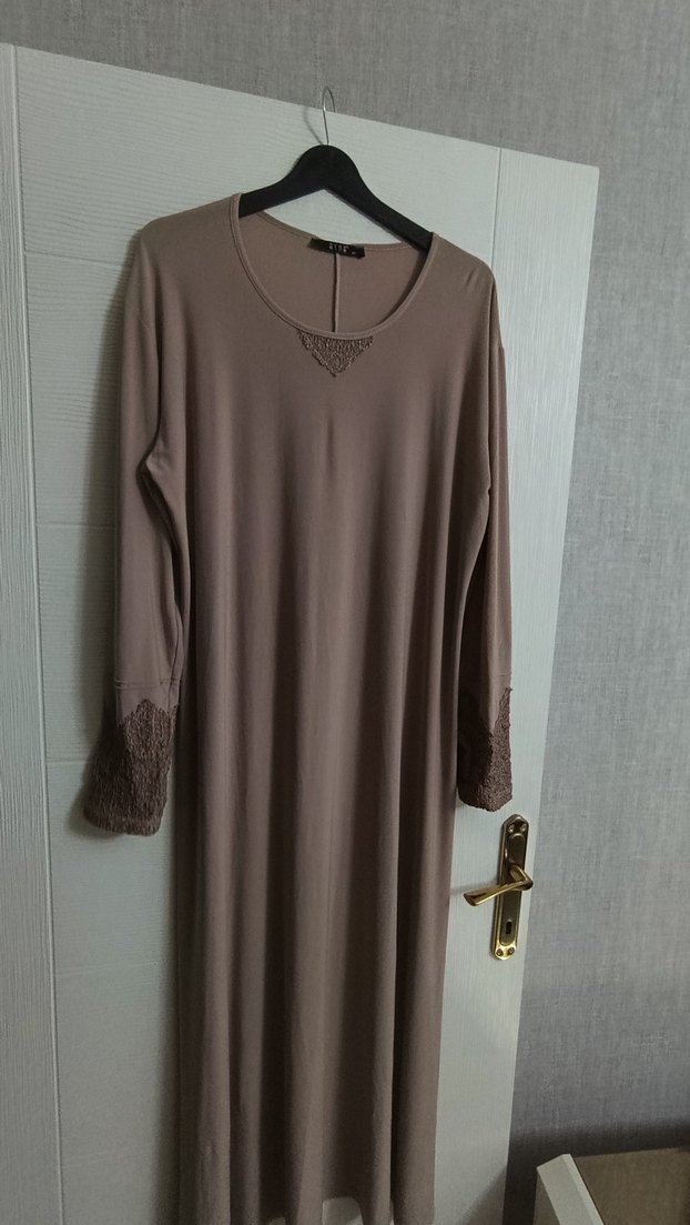 pudra Uzun Kollu yelekli elbise - Görsel 4