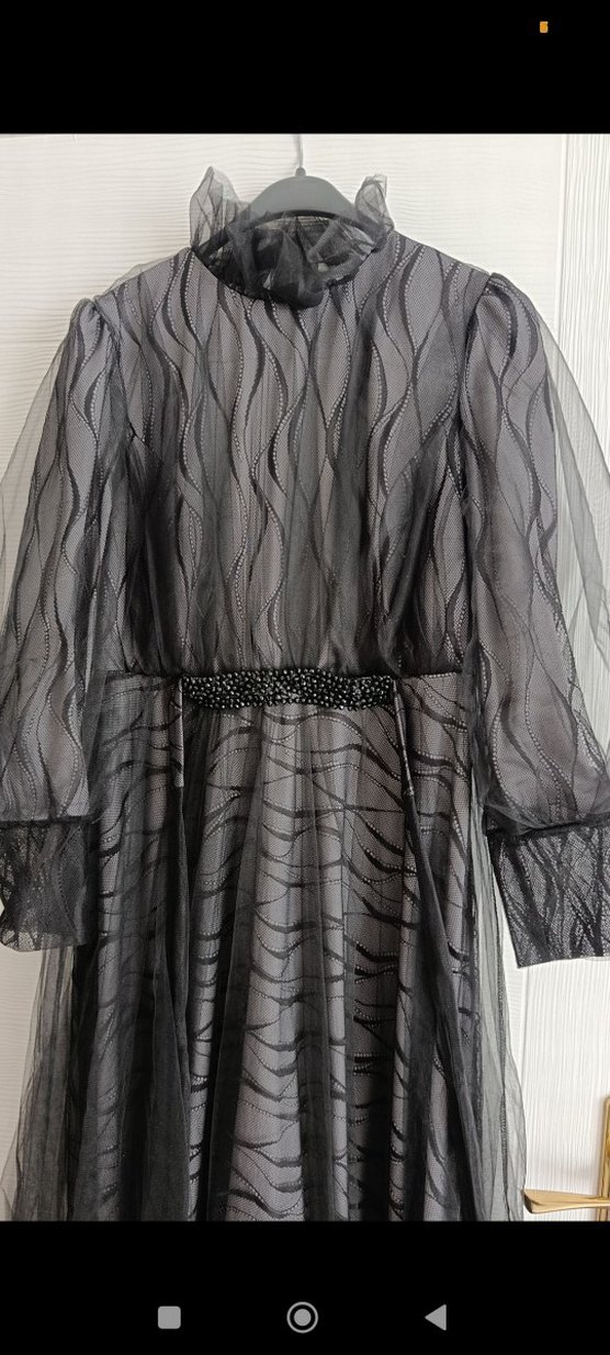 Uzun Siyah Abiye Elbise - Görsel 4