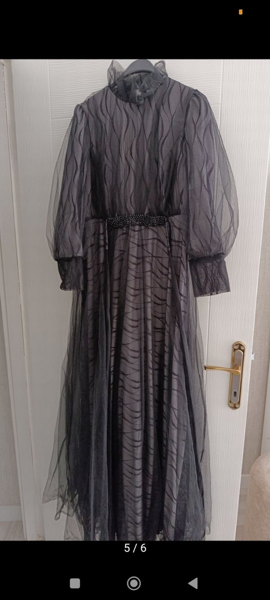 Uzun Siyah Abiye Elbise - Görsel 5