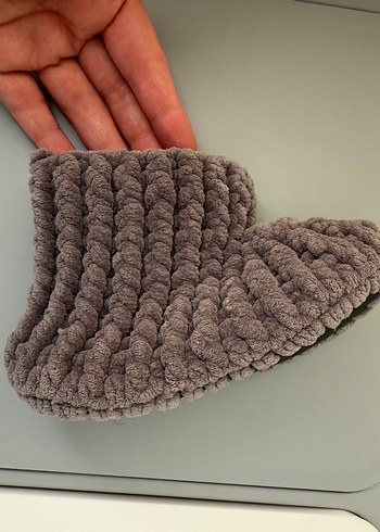 Gri Örgü Bebek Patik - Görsel 7