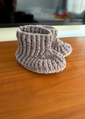 Gri Örgü Bebek Patik - Görsel 15