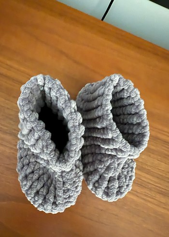 Gri Örgü Bebek Patik - Görsel 6