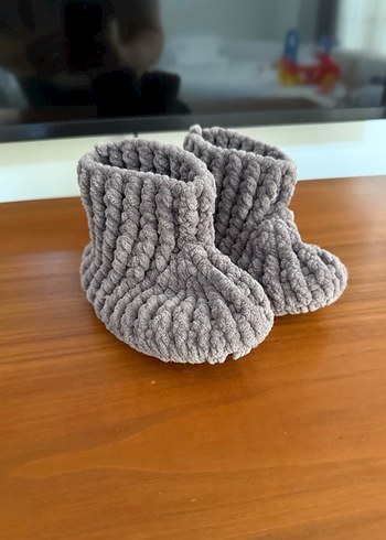 Gri Örgü Bebek Patik - Görsel 2