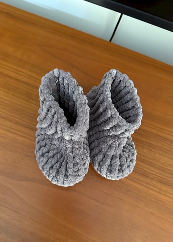 Gri Örgü Bebek Patik - Görsel 5