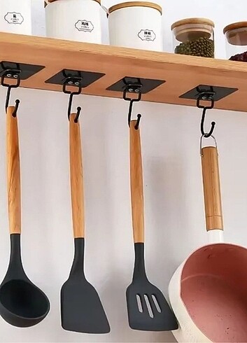 Beden siyah Renk 10 Adet Güçlü Yapışkanlı Askı Askılık