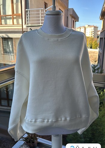 Beyaz Kadın Salaş Sweatshirt Zara