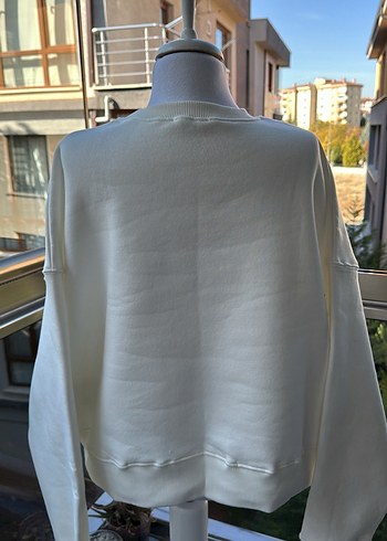 Zara Beyaz Kadın Salaş Sweatshirt Zara