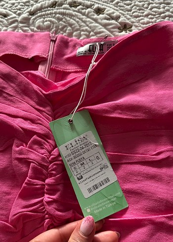 Pembe Drapeli Uzun Keten Etek - Görsel 5