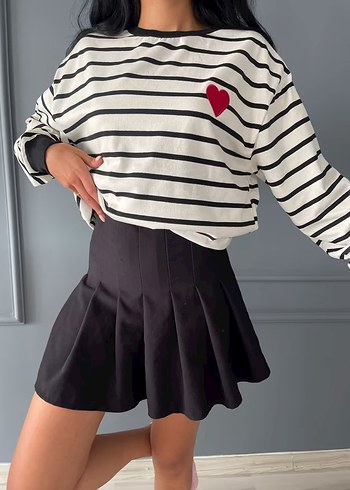 Diğer Çizgili, Uzun Kollu Kadın Sweatshirt M Beden
