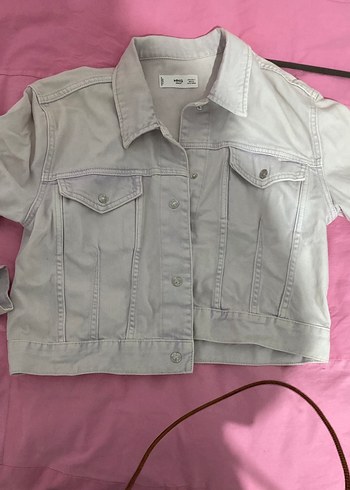 Beyaz Düğmeli Kısa Kollu Denim Ceket