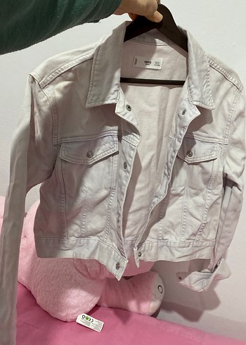 s Beden Beyaz Düğmeli Kısa Kollu Denim Ceket