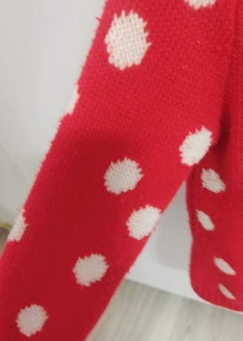 Kız Çocuk Kırmızı Nakışlı Triko Kazak - Görsel 5
