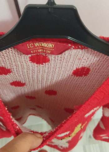 Kız Çocuk Kırmızı Nakışlı Triko Kazak - Görsel 2