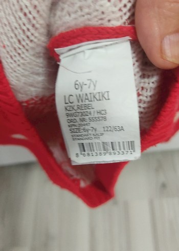 Kız Çocuk Kırmızı Nakışlı Triko Kazak - Görsel 4