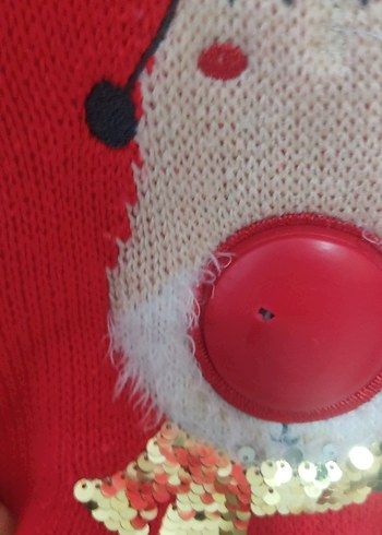 Kız Çocuk Kırmızı Nakışlı Triko Kazak - Görsel 6