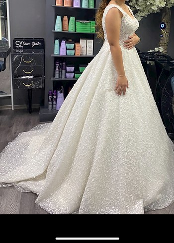 Beyaz Straplez Prenses Gelinlik - Görsel 2