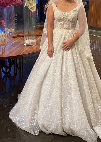 Beyaz Straplez Prenses Gelinlik - Görsel 4