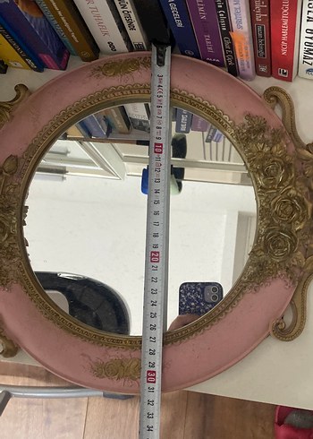 Pembe ve Altın Detaylı Dekoratif Ayna tepsi - Görsel 3