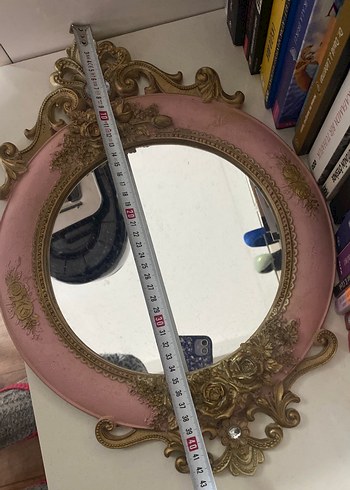 Pembe ve Altın Detaylı Dekoratif Ayna tepsi - Görsel 2