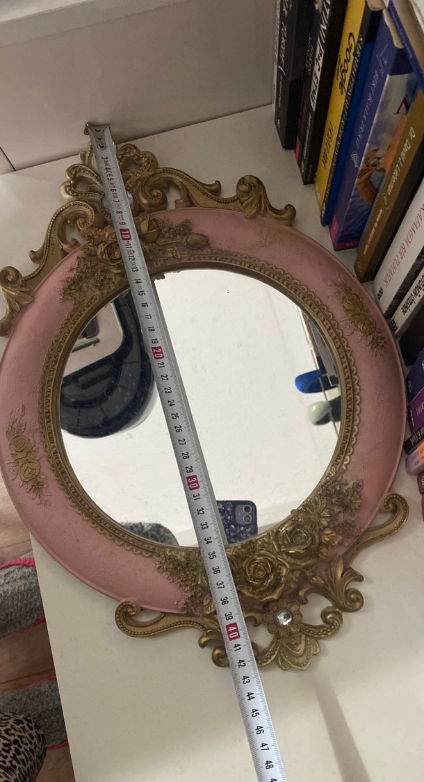 Pembe ve Altın Detaylı Dekoratif Ayna tepsi - Görsel 2