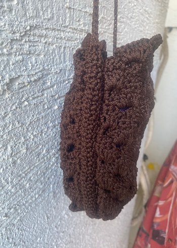 Örgü Kahverengi Kadın Çapraz Çanta - Görsel 4