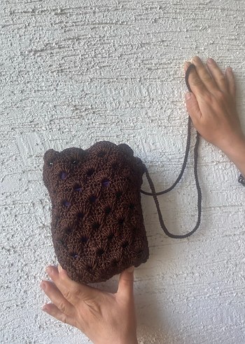 Örgü Kahverengi Kadın Çapraz Çanta - Görsel 2