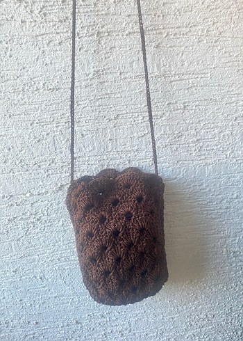 Örgü Kahverengi Kadın Çapraz Çanta - Görsel 5