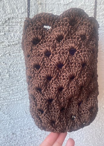 Örgü Kahverengi Kadın Çapraz Çanta - Görsel 3