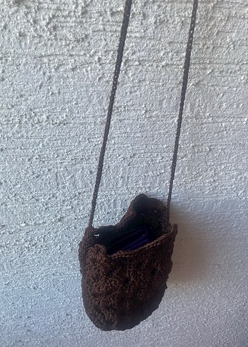 Örgü Kahverengi Kadın Çapraz Çanta - Görsel 6