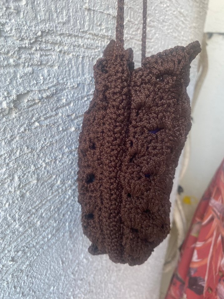 Örgü Kahverengi Kadın Çapraz Çanta - Görsel 4