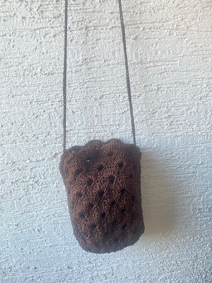 Örgü Kahverengi Kadın Çapraz Çanta - Görsel 5