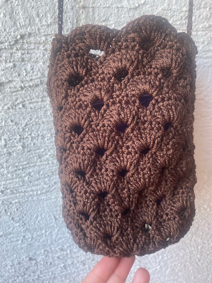 Örgü Kahverengi Kadın Çapraz Çanta - Görsel 3