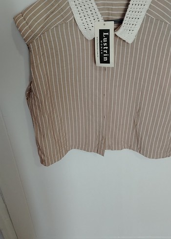 Bej Kolsuz Mini Gömlek - Görsel 2