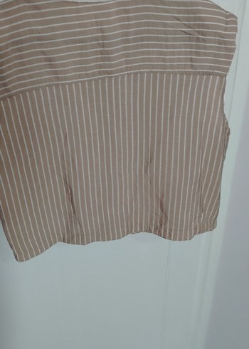 Bej Kolsuz Mini Gömlek - Görsel 3