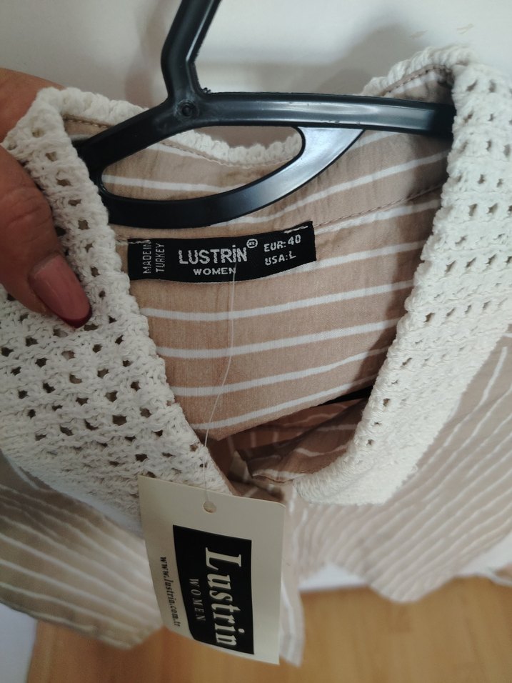 Bej Kolsuz Mini Gömlek - Görsel 4