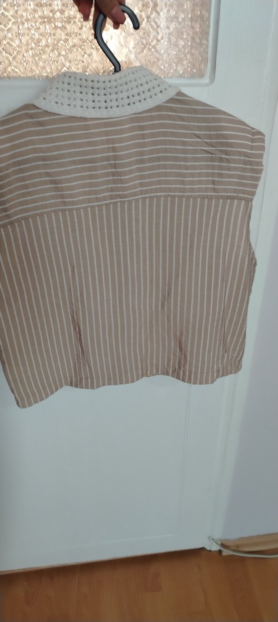 Bej Kolsuz Mini Gömlek - Görsel 3