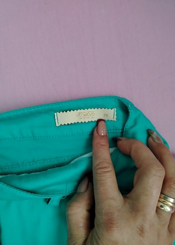 Turkuaz Kadın Kumaş Spor Pantolon - Görsel 3