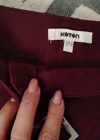 Bordo Kemerli Kadın Kumaş Pantolon - Görsel 2