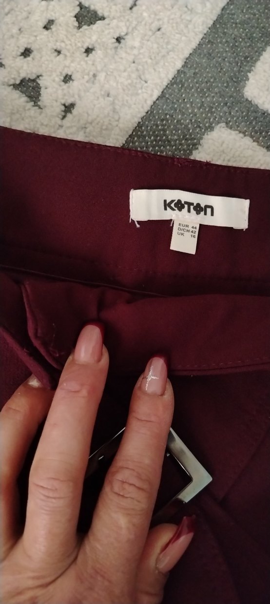 Bordo Kemerli Kadın Kumaş Pantolon - Görsel 2