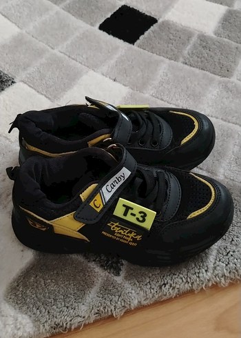 Sarı Siyah Erkek Çocuk Spor Ayakkabı Velcro T-3 - Görsel 2