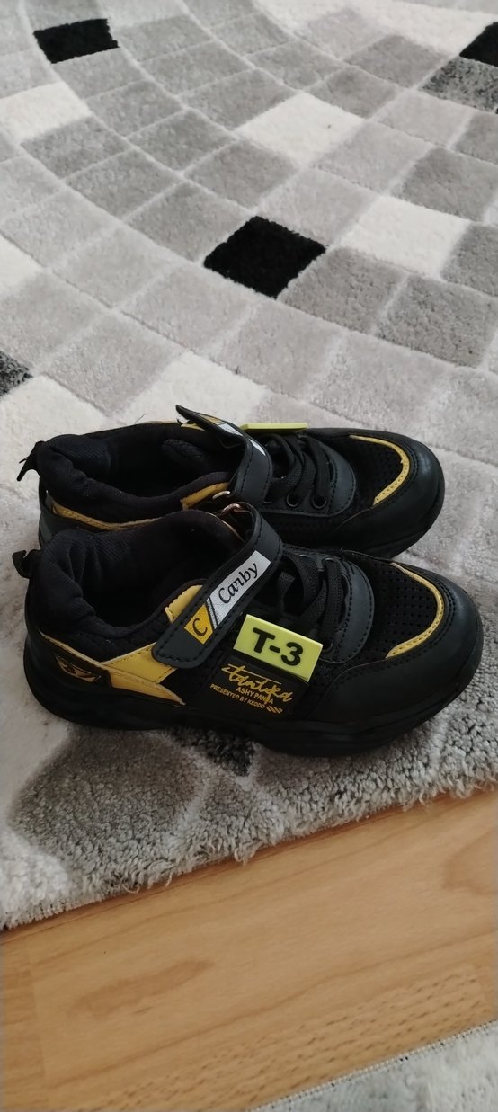 Sarı Siyah Erkek Çocuk Spor Ayakkabı Velcro T-3 - Görsel 2