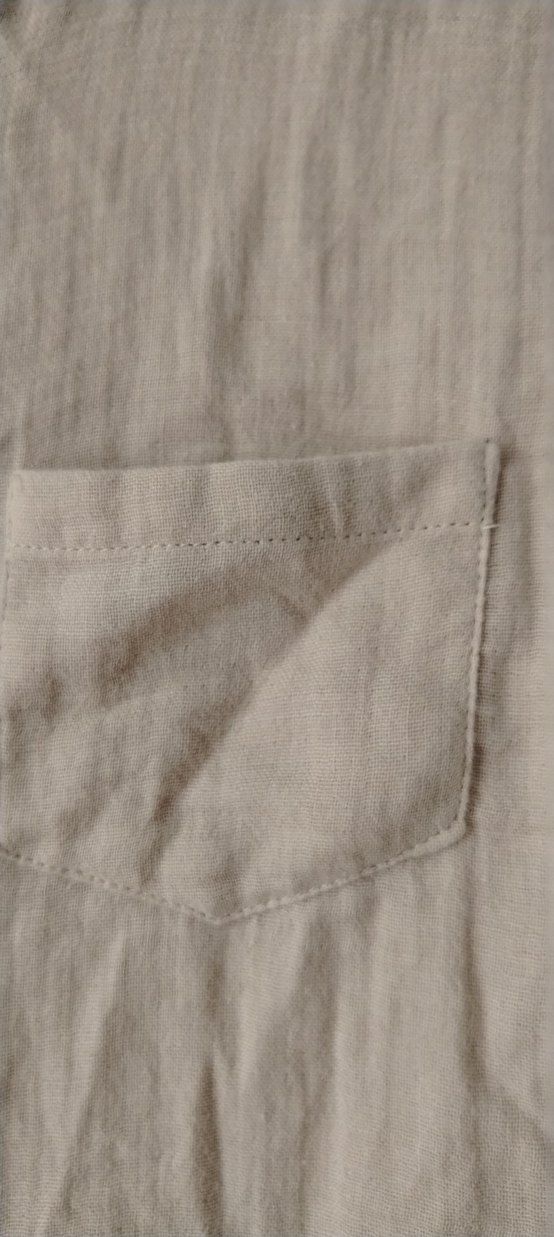 Düğmeli Krem Keten Kadın Gömlek - Görsel 3